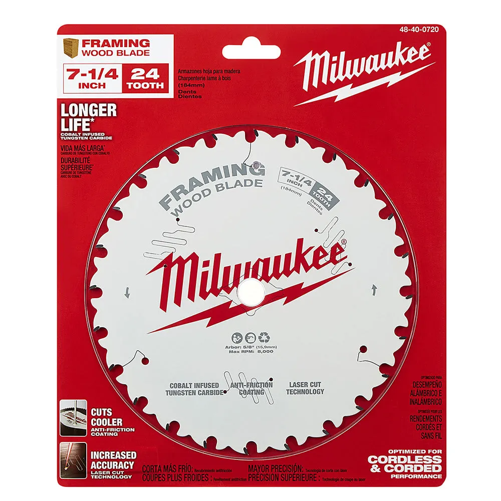 Milwaukee 48-40-0720 7-1/4" 24T Framing Circular Saw Blade