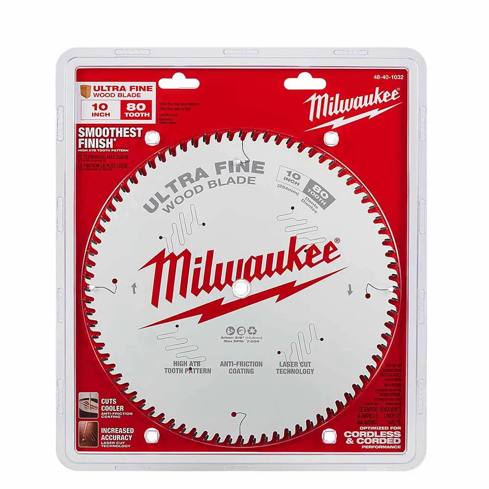 Milwaukee 48-40-1032 10" 80T Ultra Fine Finish Circular Saw Blade