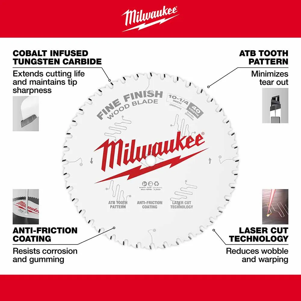 Milwaukee 48-40-1040 10-1/4" 40T Fine Finish Circular Saw Blade