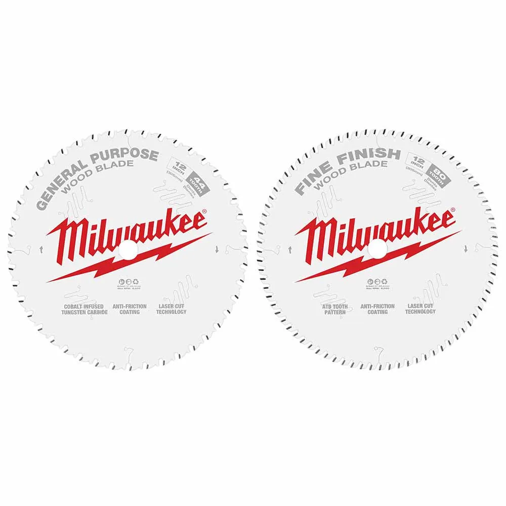 Milwaukee 48-40-1232 12" 44T   80T Two Pack Circular Saw Blade