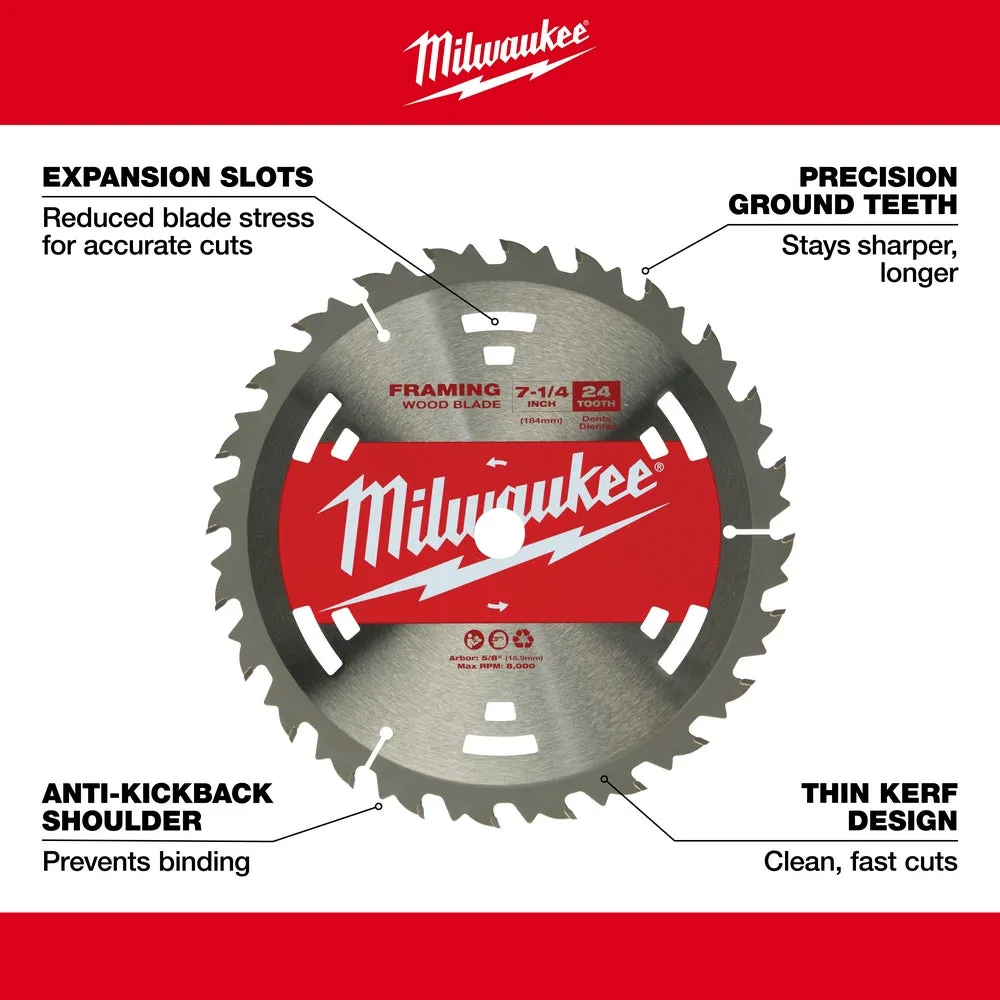 Milwaukee 48-40-1711 7-1/4" 24T Construction Framing Contractor Pack (25PK)