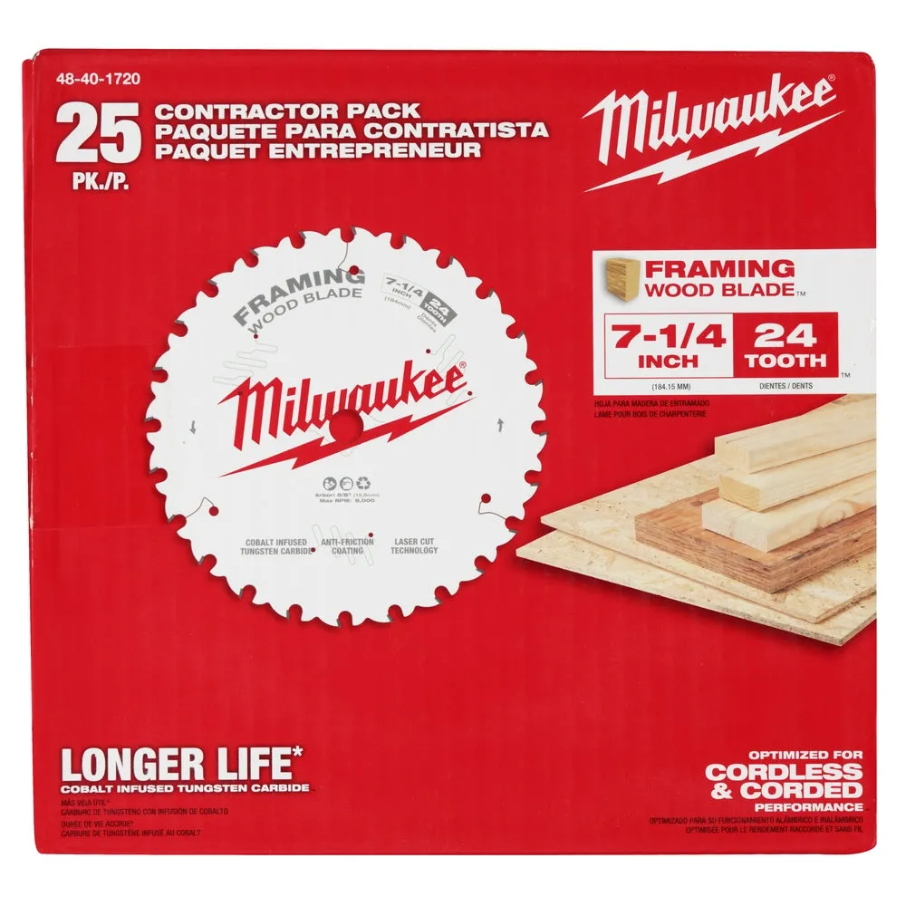 Milwaukee 48-40-1720 7-1/4" 24T Framing Contractor Pack (25PK)