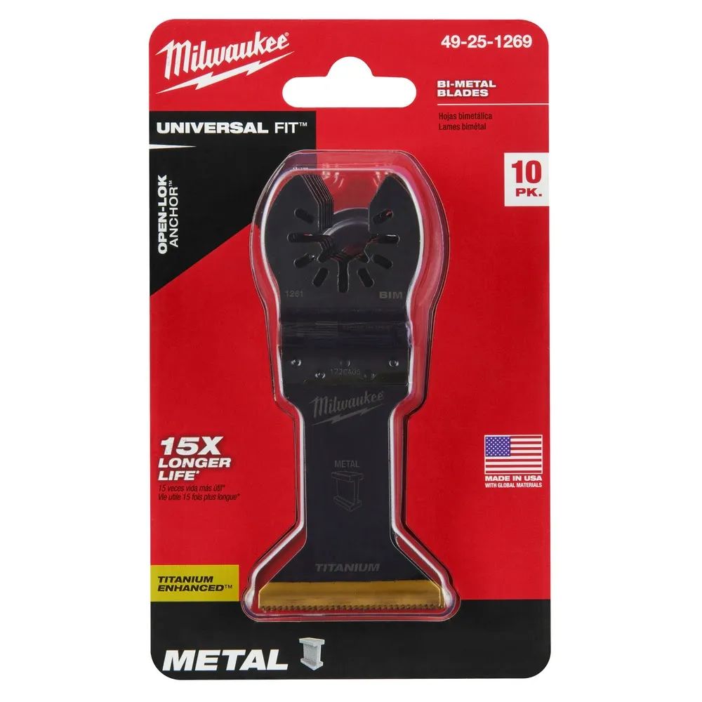 Milwaukee  49-25-1269 Milwaukee® OPEN-LOK™ 1-3/4" TITANIUM ENHANCED BI-METAL METAL BLADES 10PK