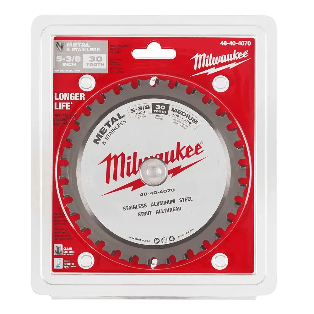 Milwaukee 5-3/8" Metal Cutting 30-T Circular Saw Blade, (Single Blade)