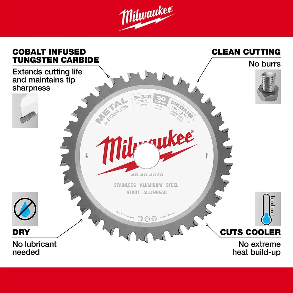 Milwaukee 5-3/8" Metal Cutting 30-T Circular Saw Blade, (Single Blade)