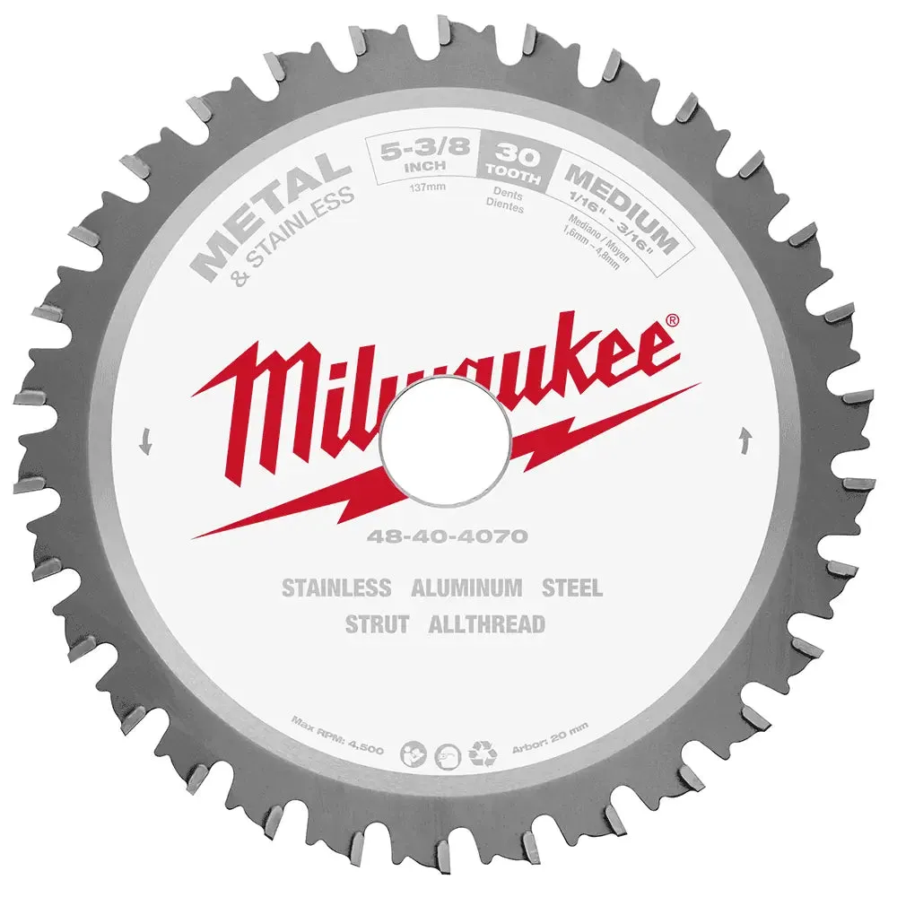 Milwaukee 5-3/8" Metal Cutting 30-T Circular Saw Blade, (Single Blade)