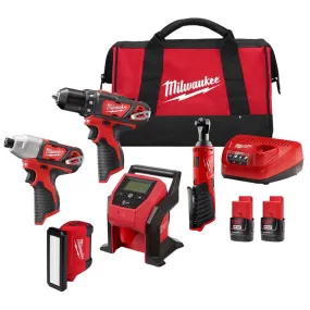 Milwaukee M12 Cordless Brushed 5 Tool Combo Kit