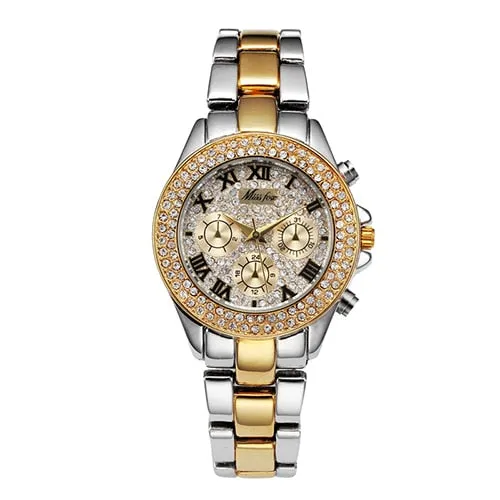 MISSFOX Ladies Waterproof Luxury Rhinestone Quartz Wristwatch