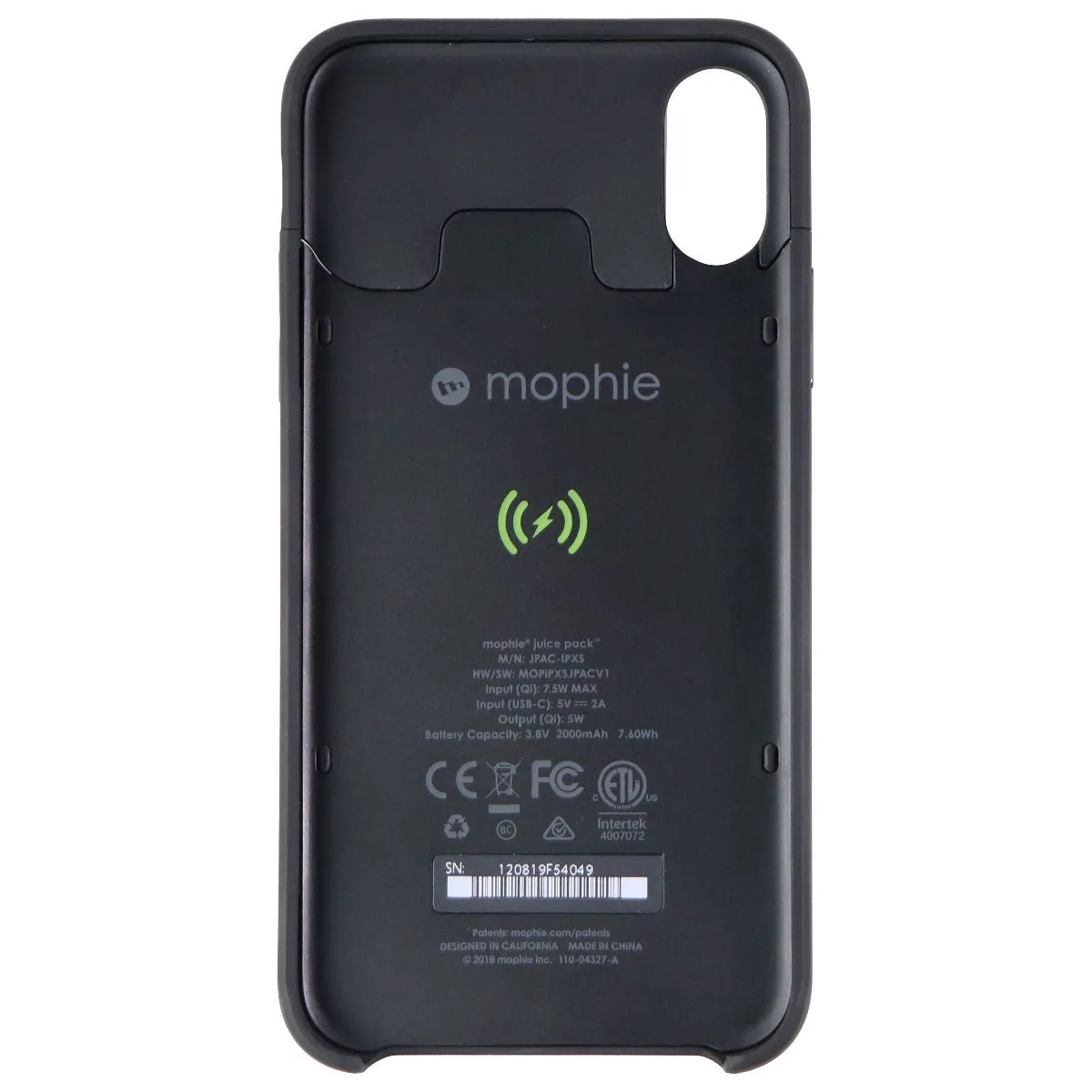 Mophie Juice Pack Access 2000mAh Battery Case for iPhone Xs & X - Matte Black