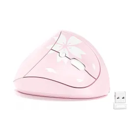 Mytrix Sakura Cherry Pink Wireless Ergonomic Vertical Mouse, 2.4GHz 800/1200/1600 DPI - Right Handed for Laptop, Desktop, Windows, Mac OS, Linux