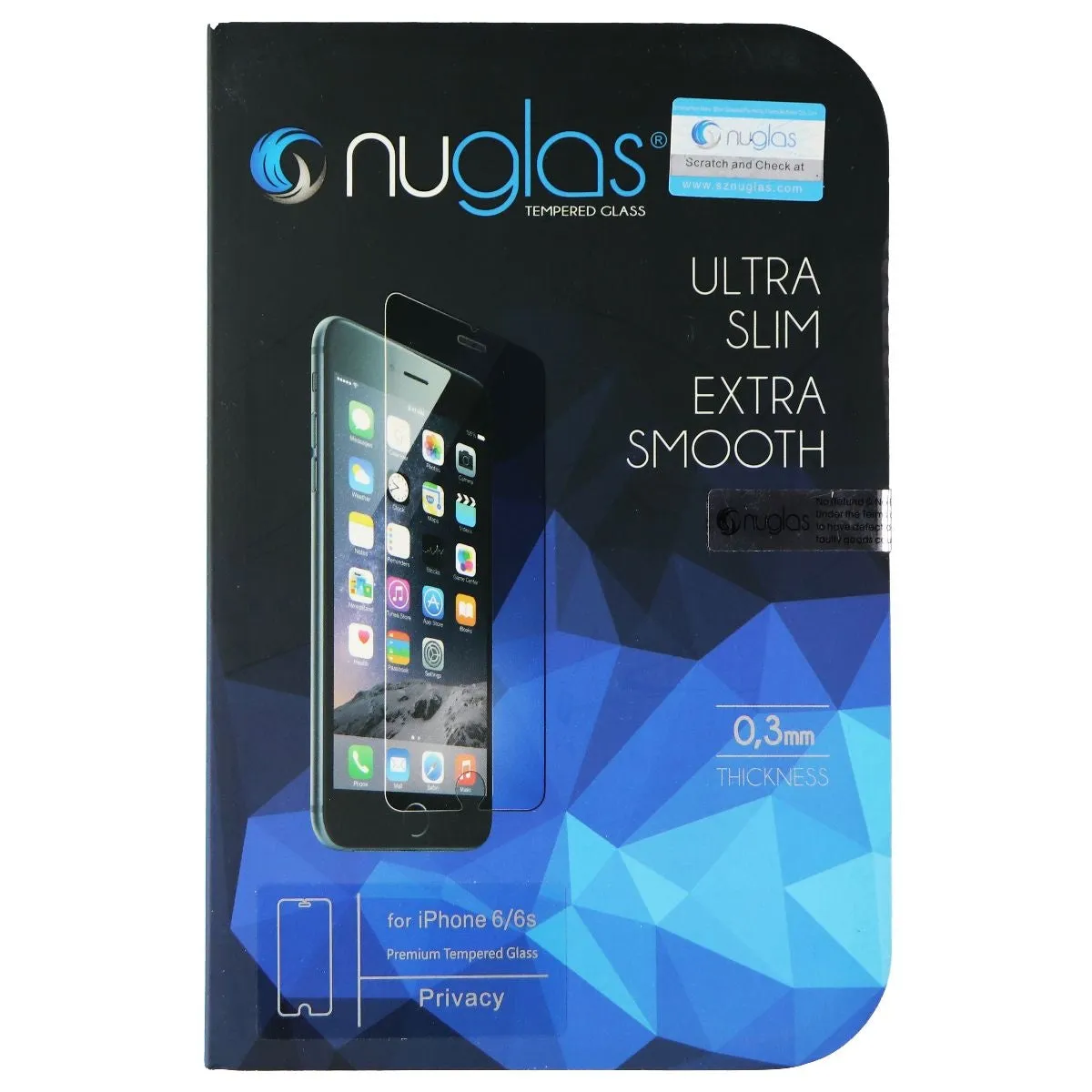 NuGlas Tempered Glass Screen Protector for Apple iPhone 6/6s - Clear