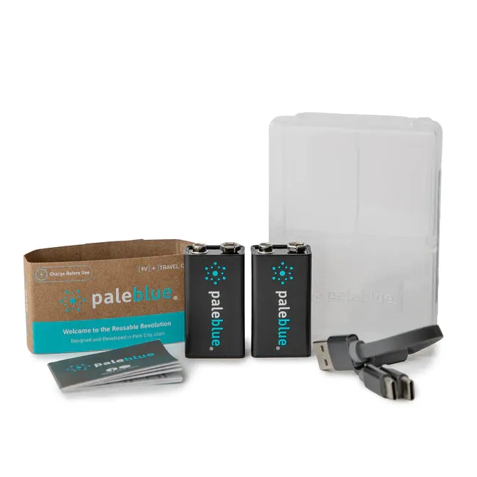 PALE BLUE 9V RECHARGABLE BATTERY 4 PACK USB-C