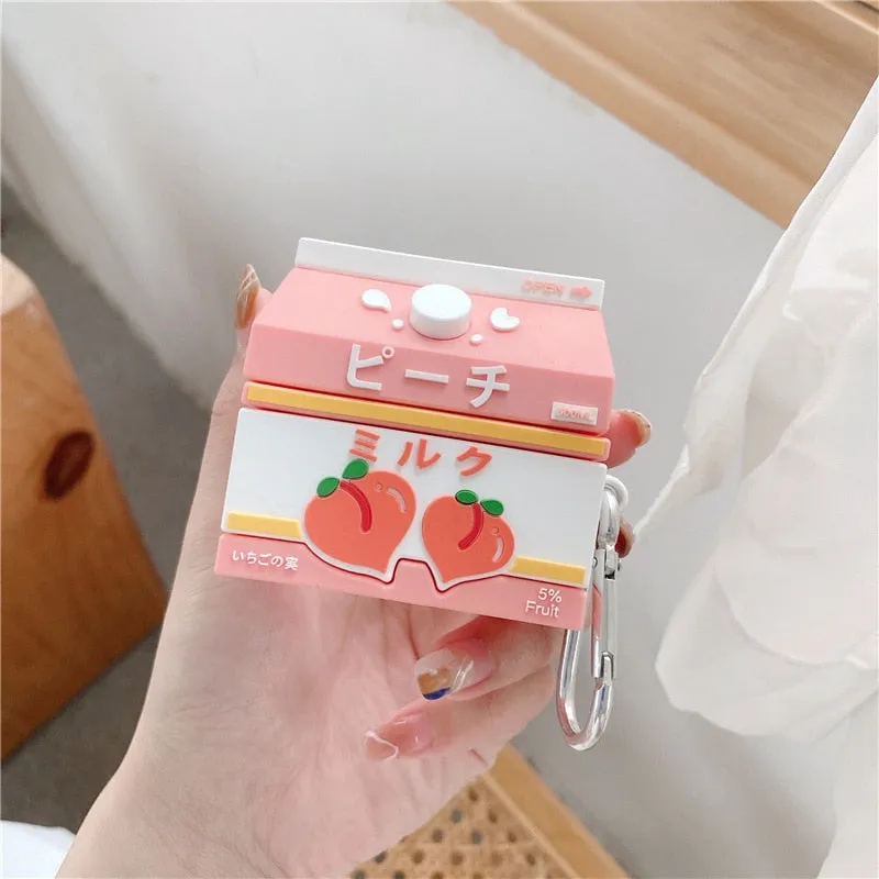 Peach Milk Carton Airpods Case