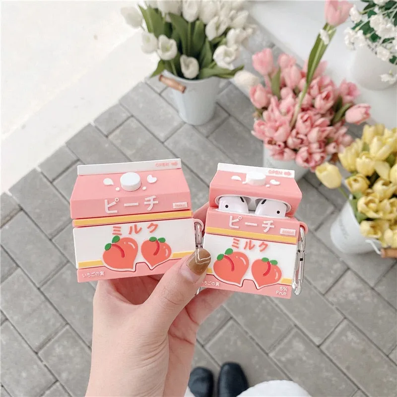 Peach Milk Carton Airpods Case