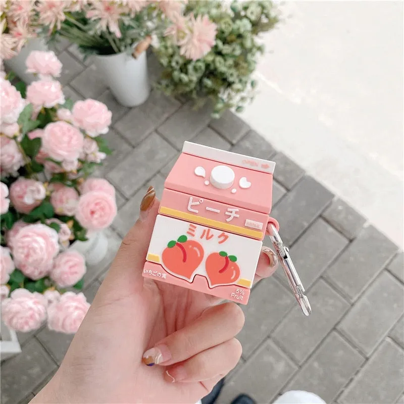 Peach Milk Carton Airpods Case