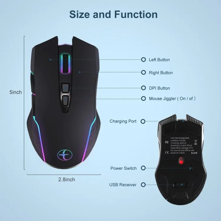 Portable E50 2.4G Wireless Mouse Jiggler with 7 Adjustable Keys