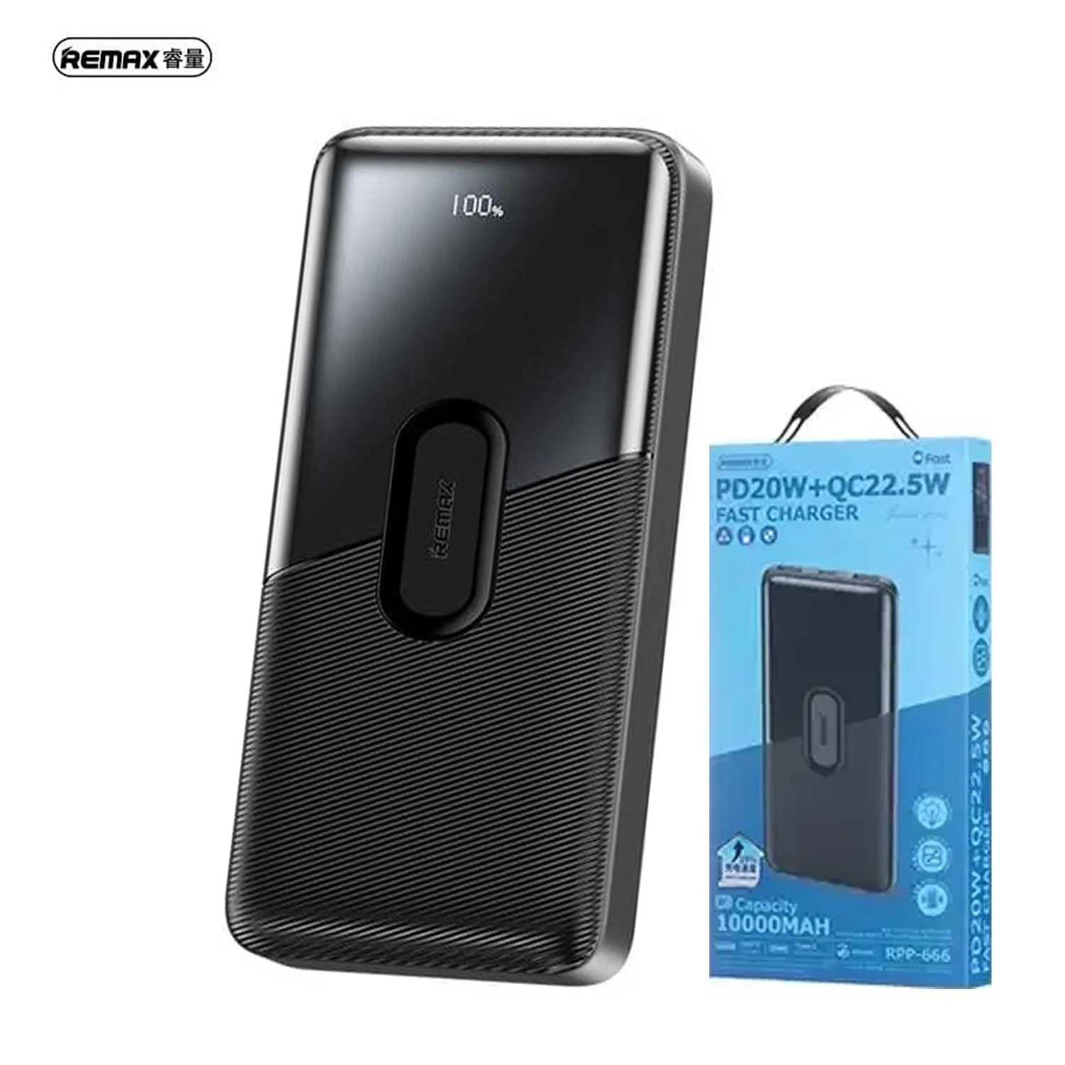 REMAX RPP-666 PD20W QC22.5W FAST CHARGING POWER BANK 10000MAH BLACK