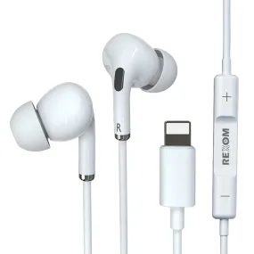 Rexom Lightning Stereo Earphone White Hifi Stereo Sound Earphone Allows Enjoying Unique List