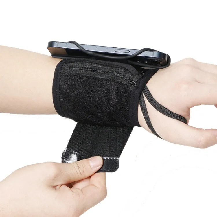 Rotating Wrist Phone Strap Coin Purse Touchable Phone Wristband Can Hold Cards, Change and Keys(Black)