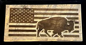 Sign, American Flag w/Bison Silhouette