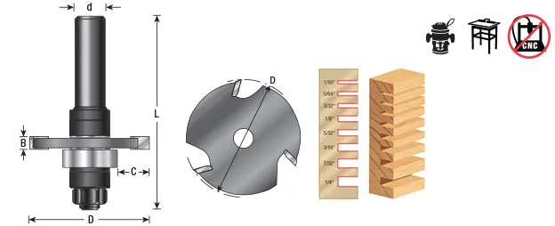 Slotting Cutter Assembly | 1 7⁄8 Dia x 3⁄16 x 1⁄4 or 1⁄2" Shank | 53408-1 | 738685814536