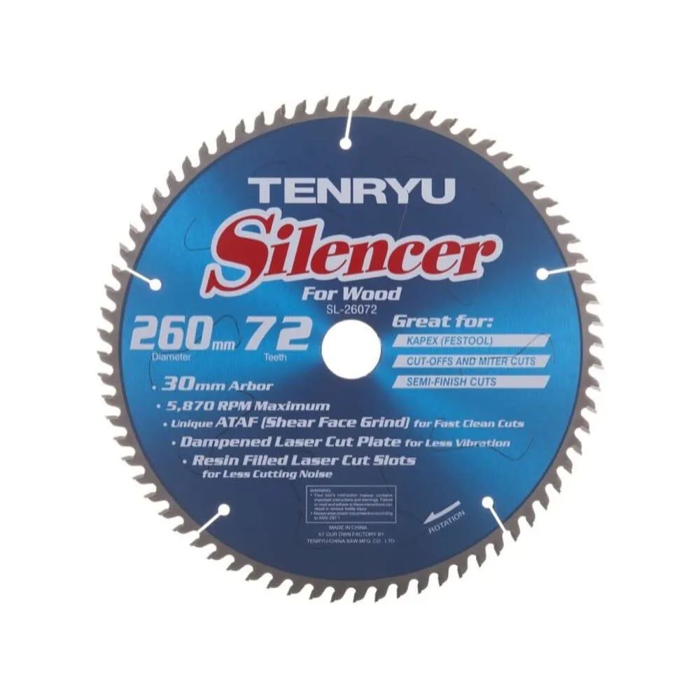 Tenryu SL-26072 260mm Silencer-Series Miter Saw Blade