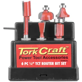 Tork Craft | Router Bit Set Plastic Box 1/4" Shank 6Pc