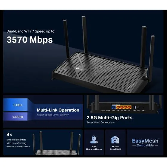 TP-Link BE3600 Dual-Band Wi-Fi 7 Router