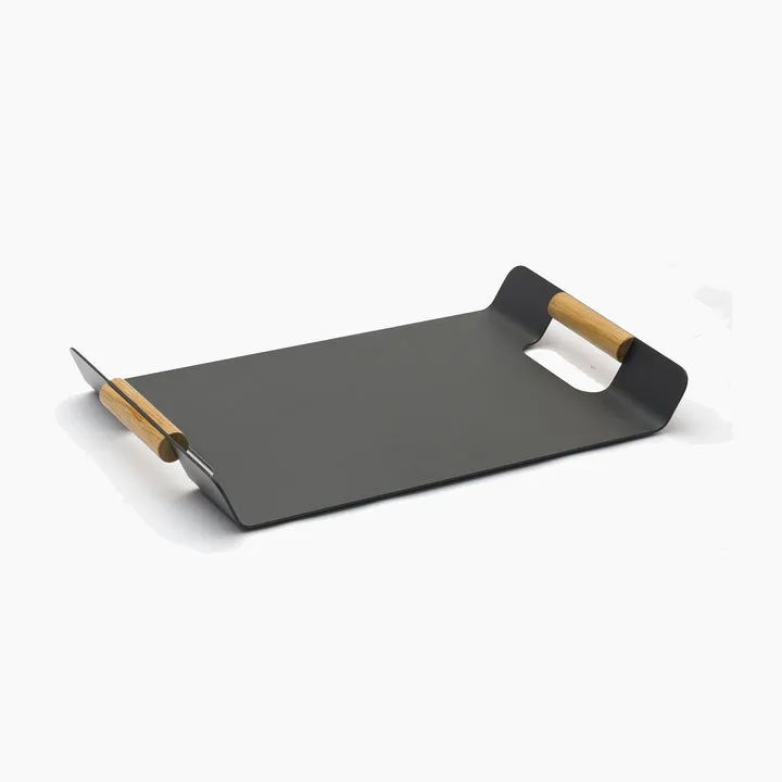 Tracy Serving Tray with Teak Handles in Charcoal