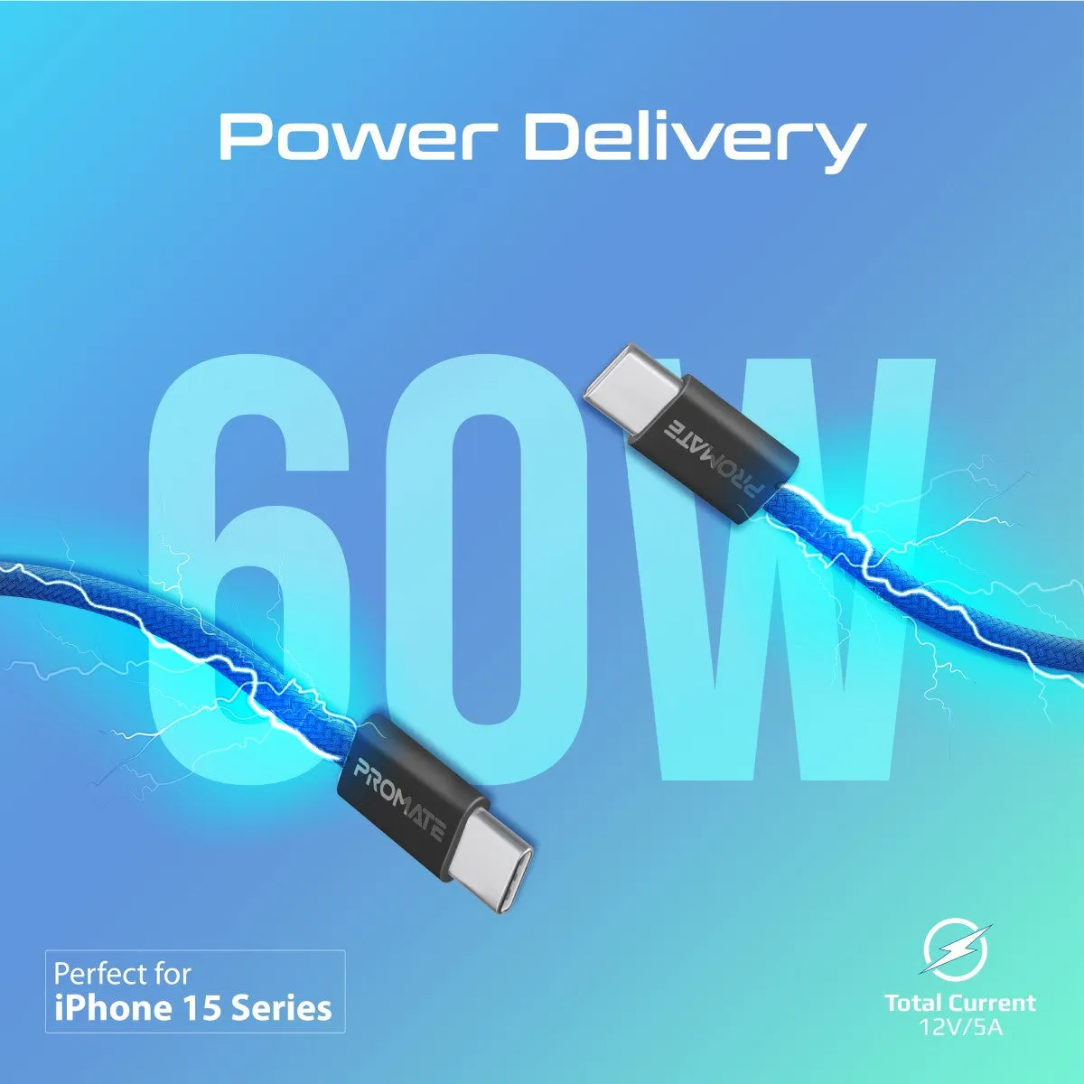 Ultra-Fast 60W Power Delivery USB-C cable