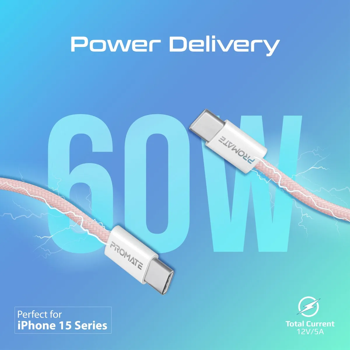 Ultra-Fast 60W Power Delivery USB-C cable