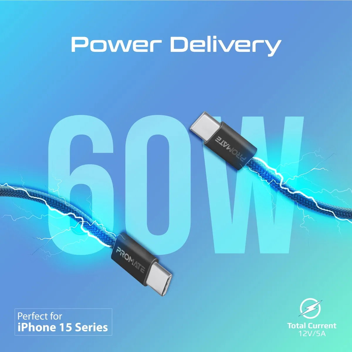 Ultra-Fast 60W Power Delivery USB-C cable