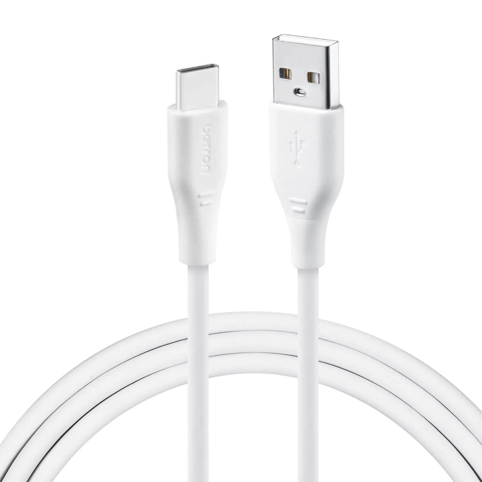 USB Fast Charger Cable Type A to Type-C Data Lead for Android USB-C Heavy Duty - 0.5 m, 1 m, 2 m, Black or White