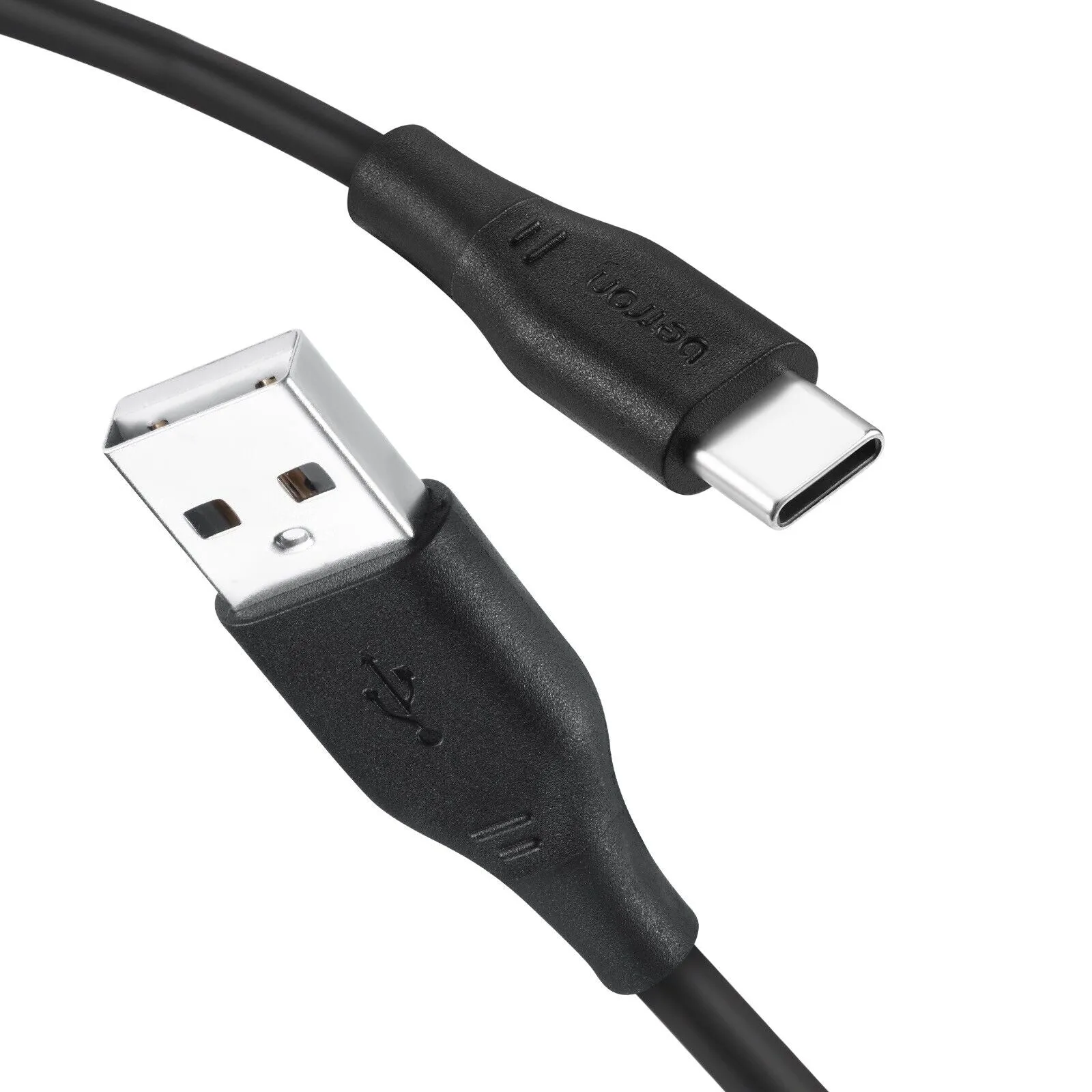 USB Fast Charger Cable Type A to Type-C Data Lead for Android USB-C Heavy Duty - 0.5 m, 1 m, 2 m, Black or White