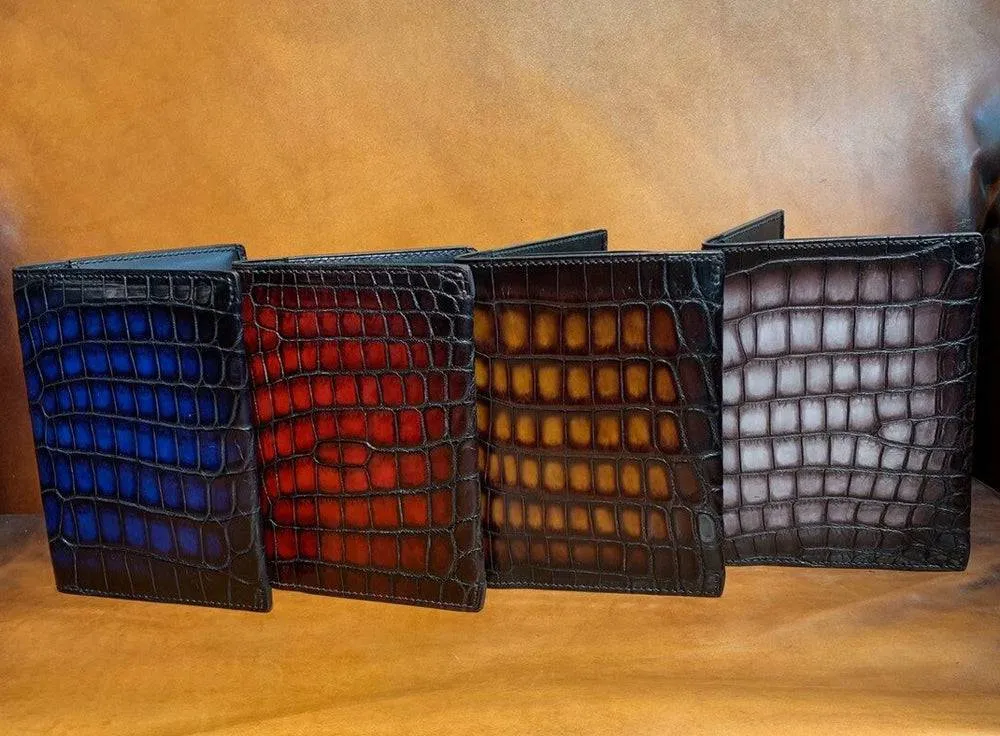 Vintage Genuine Crocodile Skin Leather  Passport Case Holder