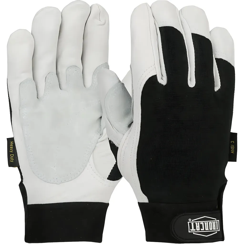 West Chester 86552/L Heavy Duty Top Grain Goatskin Leather Reinforced Palm Glove with Fabric Back and Kevlar Cut Lining