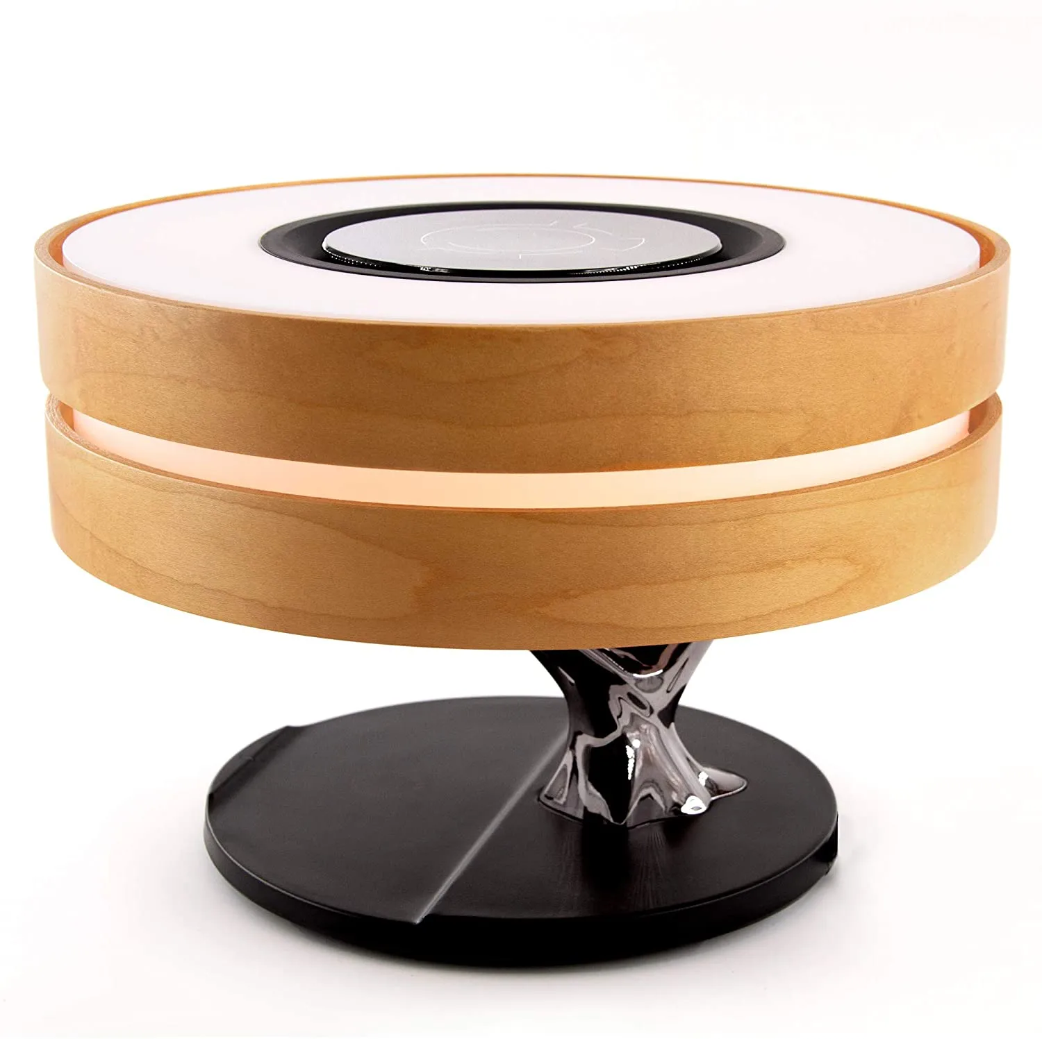 Wooden Smart Table Lamp with TWS Wireless Speaker Qi Wireless Charger