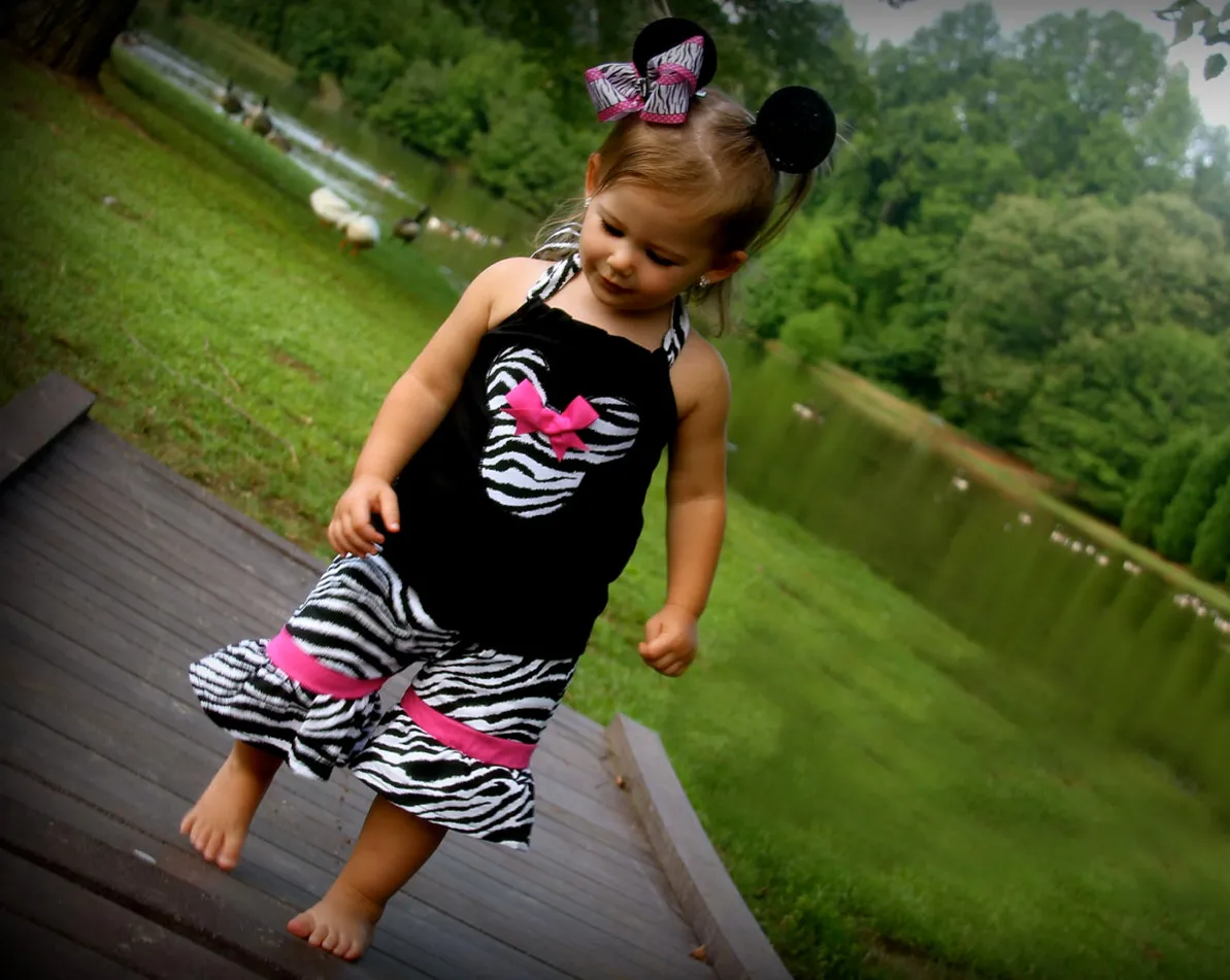 Zebra Minnie Mouse Short & Halter Top